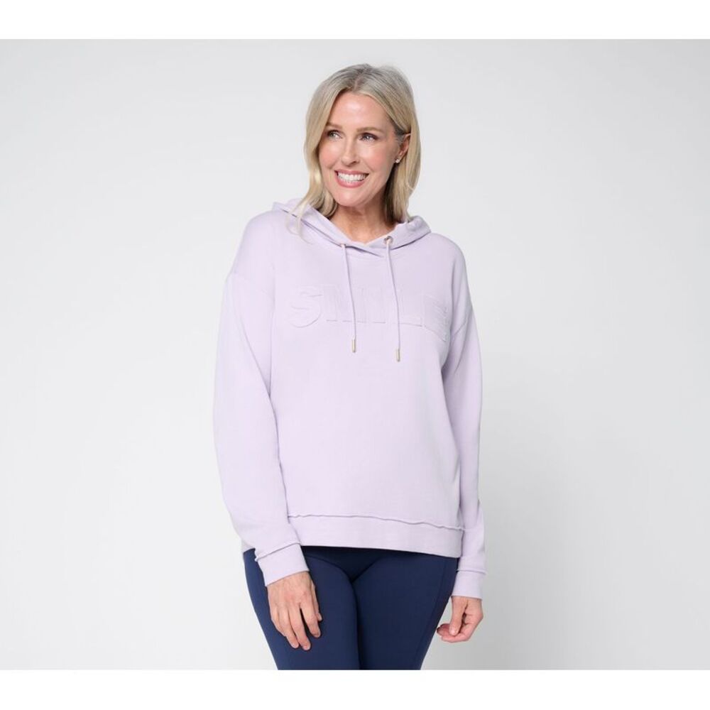 Anybody Women's Top Sz S French Terry Message Hoodie Purple A692372